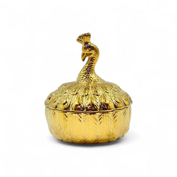Golden peacock trinket box